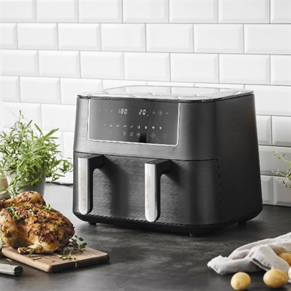 Nordic Sense Dobbelt airfryer 9,4 liter 2800 watt Sort/Sølv - Vejledende udsalgspris 2.099,-